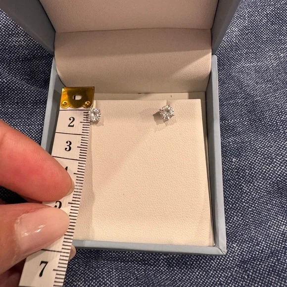 Charles & Colvard White Gold Stud Earrings - Picture 12 of 14